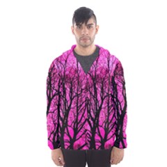 Pink Silhouette Tree Hooded Windbreaker (men) by Sudhe