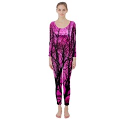 Pink Silhouette Tree Long Sleeve Catsuit by Sudhe