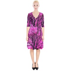 Pink Silhouette Tree Wrap Up Cocktail Dress by Sudhe