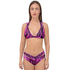 Pink Silhouette Tree Double Strap Halter Bikini Set