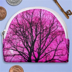 Pink Silhouette Tree Horseshoe Style Canvas Pouch