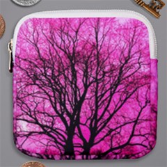 Pink Silhouette Tree Mini Square Pouch by Sudhe