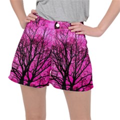 Pink Silhouette Tree Stretch Ripstop Shorts