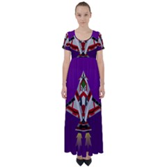 Toy Plane Outer Space Launching High Waist Short Sleeve Maxi Dress by Sudhe