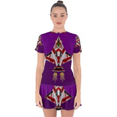 Toy Plane Outer Space Launching Drop Hem Mini Chiffon Dress by Sudhe