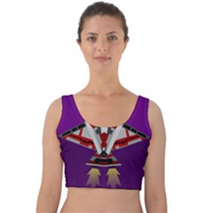 Toy Plane Outer Space Launching Velvet Crop Top