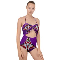 Toy Plane Outer Space Launching Scallop Top Cut Out Swimsuit