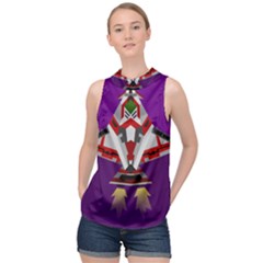 Toy Plane Outer Space Launching High Neck Satin Top