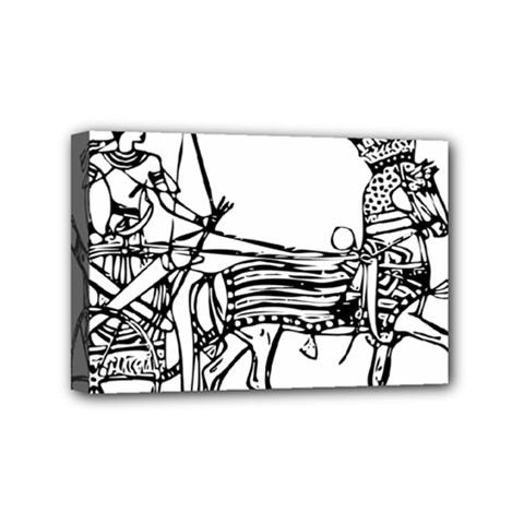 Line Art Drawing Ancient Chariot Mini Canvas 6  X 4  (stretched) by Sudhe