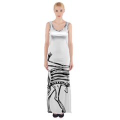 Line Art Drawing Ancient Chariot Maxi Thigh Split Dress by Sudhe