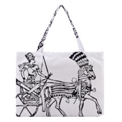 Line Art Drawing Ancient Chariot Medium Tote Bag by Sudhe