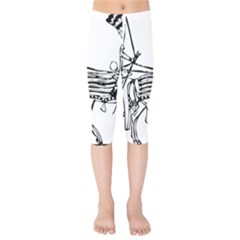 Line Art Drawing Ancient Chariot Kids  Capri Leggings  by Sudhe