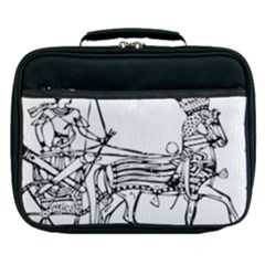 Line Art Drawing Ancient Chariot Lunch Bag by Sudhe