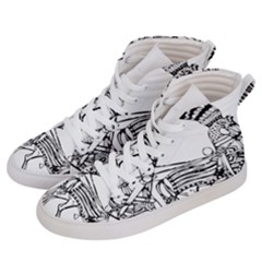 Line Art Drawing Ancient Chariot Men s Hi-top Skate Sneakers