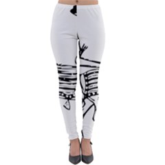 Line Art Drawing Ancient Chariot Lightweight Velour Leggings by Sudhe