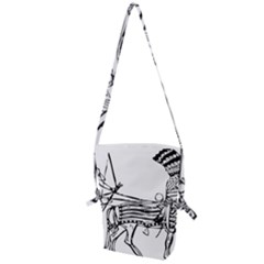 Line Art Drawing Ancient Chariot Folding Shoulder Bag