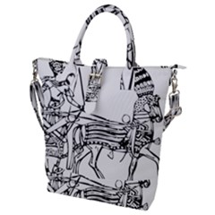 Line Art Drawing Ancient Chariot Buckle Top Tote Bag