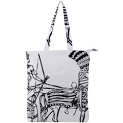 Line Art Drawing Ancient Chariot Double Zip Up Tote Bag by Sudhe