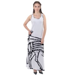 Line Art Drawing Ancient Chariot Sleeveless Velour Maxi Dress