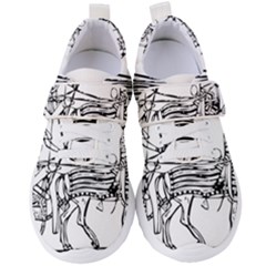 Line Art Drawing Ancient Chariot Women s Velcro Strap Shoes