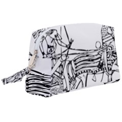 Line Art Drawing Ancient Chariot Wristlet Pouch Bag (large)