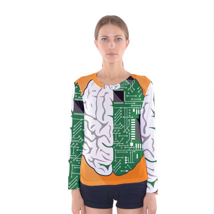 Technology Brain Digital Creative Women s Long Sleeve Tee