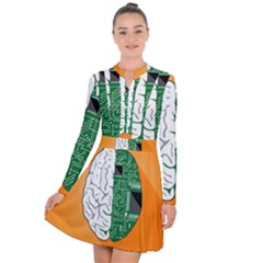 Technology Brain Digital Creative Long Sleeve Panel Dress