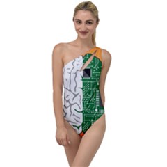 Technology Brain Digital Creative To One Side Swimsuit