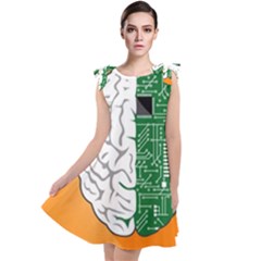 Technology Brain Digital Creative Tie Up Tunic Dress