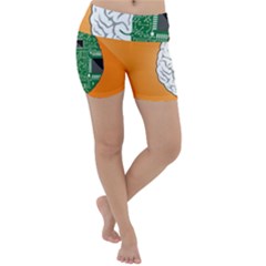 Technology Brain Digital Creative Lightweight Velour Yoga Shorts