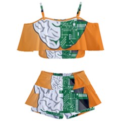 Technology Brain Digital Creative Kids  Off Shoulder Skirt Bikini