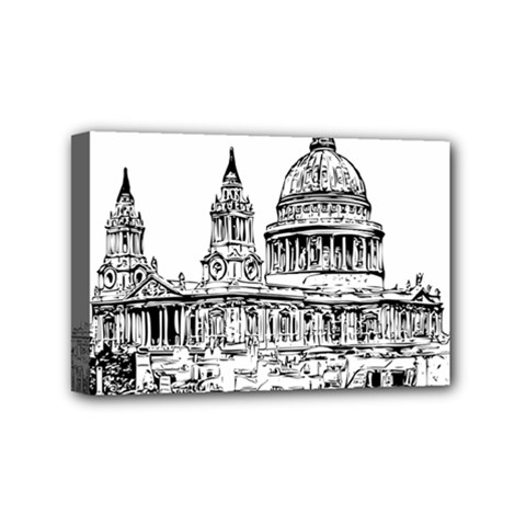 Line Art Architecture Church Mini Canvas 6  X 4  (stretched) by Sudhe