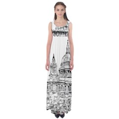 Line Art Architecture Church Empire Waist Maxi Dress by Sudhe