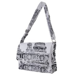 Line Art Architecture Church Full Print Messenger Bag by Sudhe