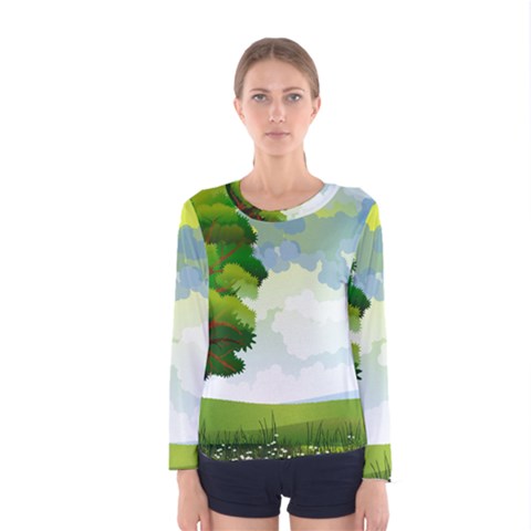 Landscape Nature Natural Sky Women s Long Sleeve Tee by Sudhe