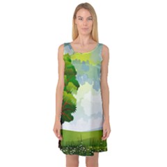 Landscape Nature Natural Sky Sleeveless Satin Nightdress