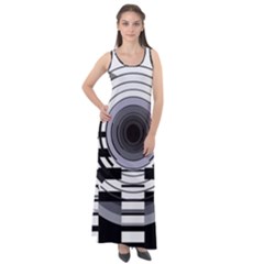 Glass Illustration Technology Sleeveless Velour Maxi Dress