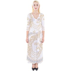 Apollo Design Draw Vector Nib Quarter Sleeve Wrap Maxi Dress by Sudhe