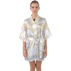 Apollo Design Draw Vector Nib Quarter Sleeve Kimono Robe by Sudhe