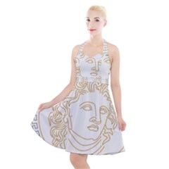 Apollo Design Draw Vector Nib Halter Party Swing Dress  by Sudhe