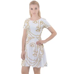 Apollo Design Draw Vector Nib Cap Sleeve Velour Dress 