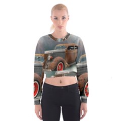 Auto Old Car Automotive Retro Cropped Sweatshirt by Sudhe