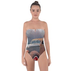 Auto Old Car Automotive Retro Tie Back One Piece Swimsuit by Sudhe