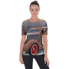 Auto Old Car Automotive Retro Shoulder Cut Out Short Sleeve Top by Sudhe