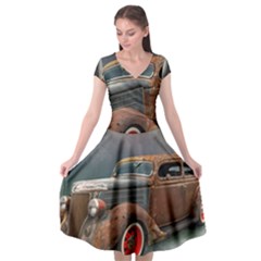 Auto Old Car Automotive Retro Cap Sleeve Wrap Front Dress by Sudhe