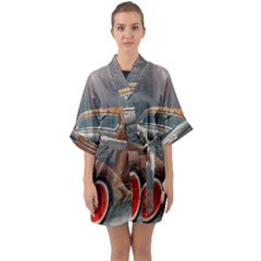 Auto Old Car Automotive Retro Quarter Sleeve Kimono Robe by Sudhe