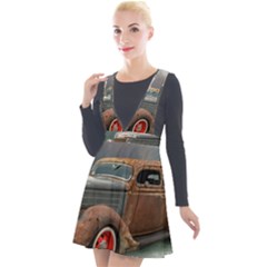 Auto Old Car Automotive Retro Plunge Pinafore Velour Dress by Sudhe