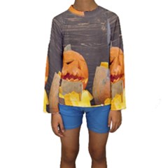 Old Crumpled Pumpkin Kids  Long Sleeve Swimwear by rsooll