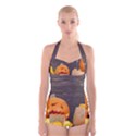 Old crumpled pumpkin Boyleg Halter Swimsuit  View1