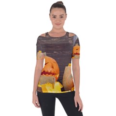 Old Crumpled Pumpkin Shoulder Cut Out Short Sleeve Top by rsooll